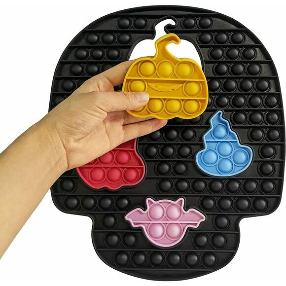 Halloween Skull Pop Sensory Fidget Toys, Huge Black Pop Puzzles with 4 Pcs Large - Picture 3 of 9